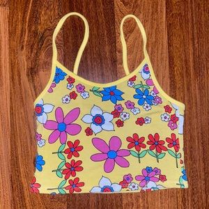 70s flower power print crop top